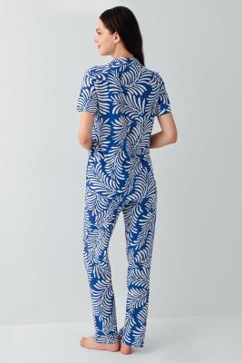 Kadın Desenli Kısa Kollu Düğmeli Pijama Takımı – %50 Pamuk %50 Modal, Yumuşak ve Nefes Alabilen - 11