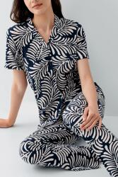 Kadın Desenli Kısa Kollu Düğmeli Pijama Takımı – %50 Pamuk %50 Modal, Yumuşak ve Nefes Alabilen - 7
