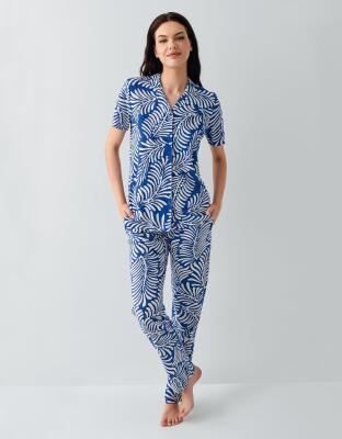Kadın Desenli Kısa Kollu Düğmeli Pijama Takımı – %50 Pamuk %50 Modal, Yumuşak ve Nefes Alabilen - 9