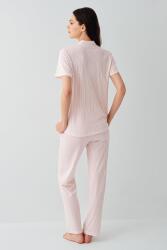 Kadın Düğmeli Çizgili Pijama Takımı – %50 Modal %50 Pamuk, İpek Yumuşaklığında, Nefes Alan Konfor - 4