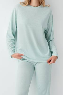 Kadın Düz Renk Pijama Takım, %50 modal %50 pamuk - 3