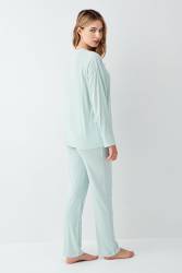 Kadın Düz Renk Pijama Takım, %50 modal %50 pamuk - 4