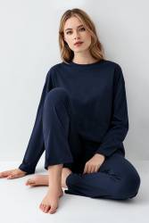 Kadın Düz Renk Pijama Takım, %50 modal %50 pamuk - 5