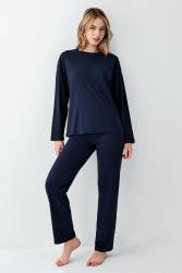 Kadın Düz Renk Pijama Takım, %50 modal %50 pamuk - 6