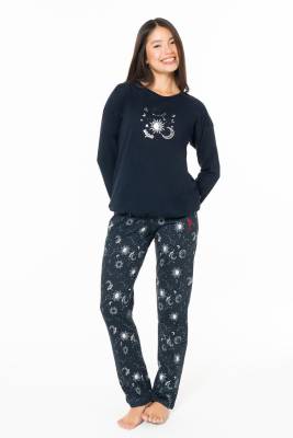 U.S. Polo Assn. - Kadın Ev Giyim, Pijama Takım, Uzunkol, %100 Pamuk
