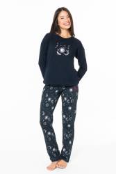 Kadın Ev Giyim, Pijama Takım, Uzunkol, %100 Pamuk - Thumbnail