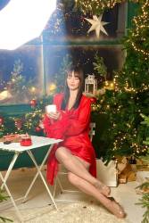 Kadın Fantazi Saten Gecelik Tüylü Tül Sabahlık Takım - Thumbnail