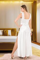 Kadın Fantazi Saten Tüylü Gecelik ve Saten Sabahlık Takım, Saten Gecelik Yırtmaçlı - 2