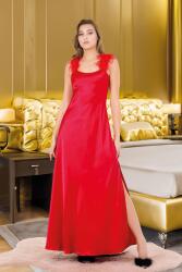 Kadın Fantazi Saten Tüylü Gecelik ve Saten Sabahlık Takım, Saten Gecelik Yırtmaçlı - 5