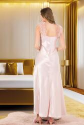 Kadın Fantazi Saten Tüylü Gecelik ve Saten Sabahlık Takım, Saten Gecelik Yırtmaçlı - 9