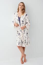 Kadın Gecelik Sabahlık Takım, Desenli Sabahlık, Düz Gecelik, %50 modal %50 pamuk - 2
