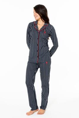 Kadın Gömlek Yaka Ev Giyim Pijama Takım, %100 Pamuk - 1