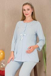 Kadın Güpür Detay 3'lü Hamile Lohusa Pijama Takım, Hamile Lohusa Sabahlık ve Pijama Takımı - 7