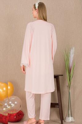 Kadın Güpür Detay 3'lü Hamile Lohusa Pijama Takım, Hamile Lohusa Sabahlık ve Pijama Takımı - 11