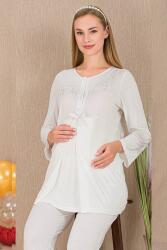 Kadın Güpür Detay 3'lü Hamile Lohusa Pijama Takım, Hamile Lohusa Sabahlık ve Pijama Takımı - 3