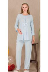 Kadın Güpür Detay 3'lü Hamile Lohusa Pijama Takım, Hamile Lohusa Sabahlık ve Pijama Takımı - 8