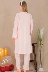 Kadın Güpür Detay 3'lü Hamile Lohusa Pijama Takım, Hamile Lohusa Sabahlık ve Pijama Takımı - 11