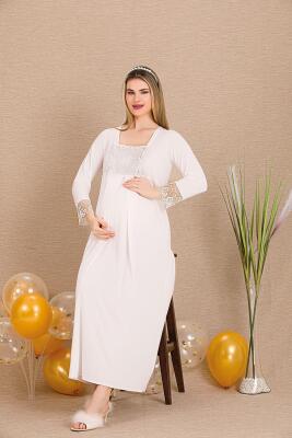 Kadın Hamile Lohusa Gecelik Sabahlık Takım - 4