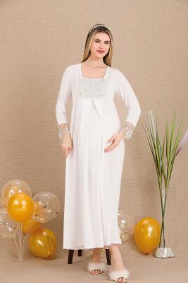 Kadın Hamile Lohusa Gecelik Sabahlık Takım - 6