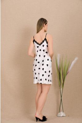 Kadın Kalpli Saten Gecelik Sabahlık Takım - 3