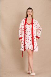 Kadın Kalpli Saten Gecelik Sabahlık Takım - 7