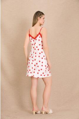 Kadın Kalpli Saten Gecelik Sabahlık Takım - 8