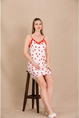 Kadın Kalpli Saten Gecelik Sabahlık Takım - 9