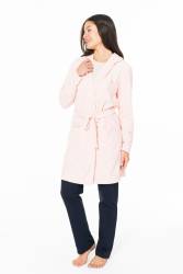 Kadın Kapşonlu Polar Sabahlık, %100 Polar - Thumbnail