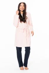 Kadın Kapşonlu Polar Sabahlık, %100 Polar - Thumbnail