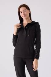 Kadın Kapşonlu Uzunkol Kışlık Süper Yumuşak Kumaş Dar Paçalı Alt Üst Takım - Thumbnail