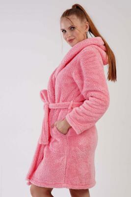 Kadın Kedili Süper Yumuşak Vienetta Welwelsoft Kapsonlu Uzun Kol Kısa Sabahlık - 3