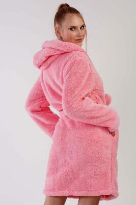 Kadın Kedili Süper Yumuşak Vienetta Welwelsoft Kapsonlu Uzun Kol Kısa Sabahlık - 4