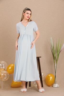 Kadın Kısakollu Hamile Lohusa Gecelik - 5