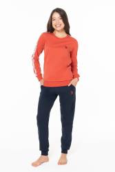 Kadın Kol ve Paçası manşetli Cepli Arma Nakışlı Bisiklet Yaka 2 İplik Dokuma Alt Üst Takım - Thumbnail