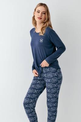 Arnetta - Kadın Koyu indigo Mevsimlik Pijama Takım, %50 modal %50 pamuk (1)