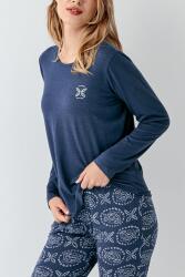 Kadın Koyu indigo Mevsimlik Pijama Takım, %50 modal %50 pamuk - 3
