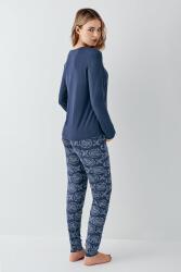 Kadın Koyu indigo Mevsimlik Pijama Takım, %50 modal %50 pamuk - 4