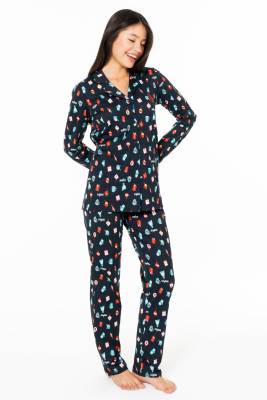 U.S. Polo Assn. - Kadın Lacivert %100 Pamuklu Mevsimlik Düğmeli Gömlek Pijama Ev Giyim (1)