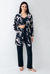 Kadın Lacivert 3'lü Takım, %50 pamuk %50 modal - 3