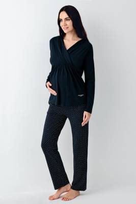 Pierre Cardin - Kadın Lacivert Lohusa Pijama Takım, %50 pamuk %50 modal (1)