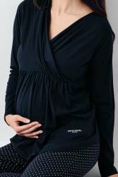 Kadın Lacivert Lohusa Pijama Takım, %50 pamuk %50 modal - Thumbnail