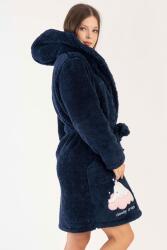 Kadın Lacivert Süper Yumuşak Vienetta Welwelsoft Kapsonlu Uzun Kol Kısa Sabahlık - 3