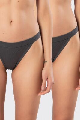 Kadın Likralı Ribana String 2'li Paket, %95 Pamuk, %5 Elastan - 1