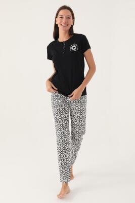 Kadın, Lisanslı, %100 Pamuk Süprem Dokuma Pijama Takım, Cep Detaylıdır - 5