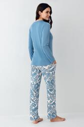 Kadın Mevsimlik Turkuaz Pijama Takım, Modal ve Pamuk Kumaş - 4