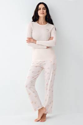 Pierre Cardin - Kadın Mevsimlik Uzunkol Cepli Pijama Takım, Modal ve pamuk kumaş (1)