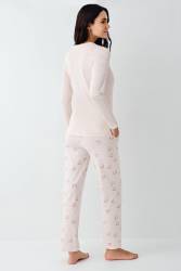 Kadın Mevsimlik Uzunkol Cepli Pijama Takım, Modal ve pamuk kumaş - Thumbnail