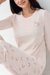 Kadın Mevsimlik Uzunkol Cepli Pijama Takım, Modal ve pamuk kumaş - Thumbnail