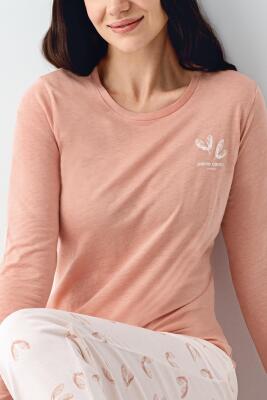 Kadın Mevsimlik Uzunkol Cepli Pijama Takım, Modal ve pamuk kumaş - 7