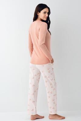 Kadın Mevsimlik Uzunkol Cepli Pijama Takım, Modal ve pamuk kumaş - 8